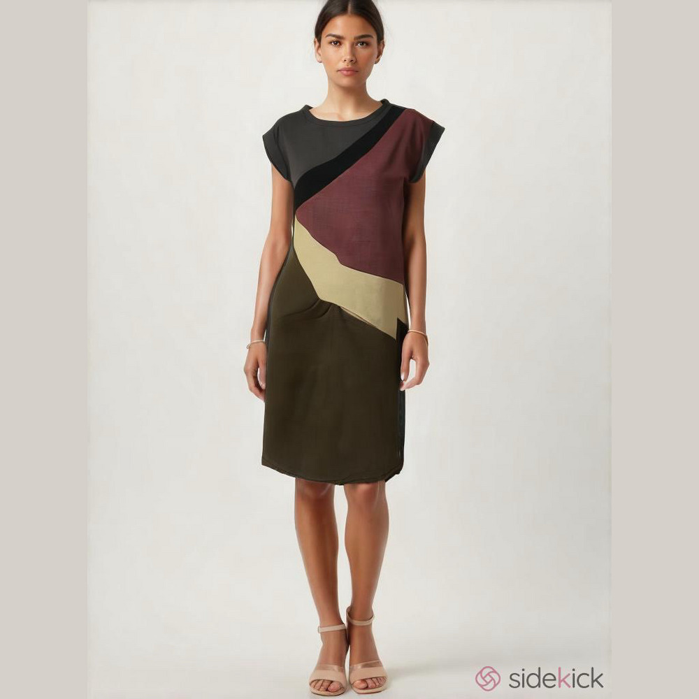 Marni Colorblock Dress with Cap Sleeves, Sz M